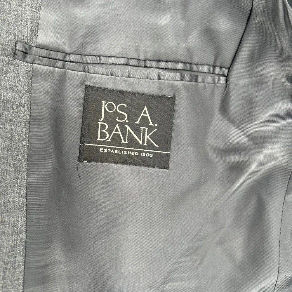 Jos. A. Bank 100% Wool‎ Men's Gray Two Button Blazer Jacket 46 L Business Career